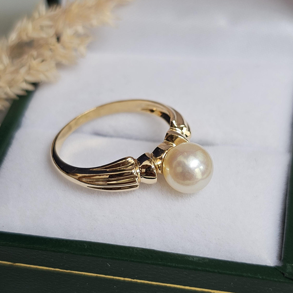 Bague vintage en or jaune 18 carats sertie d'une perle de culture