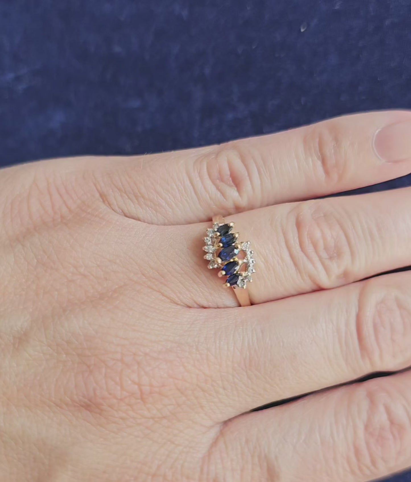 Bague rivière Saphirs Diamants