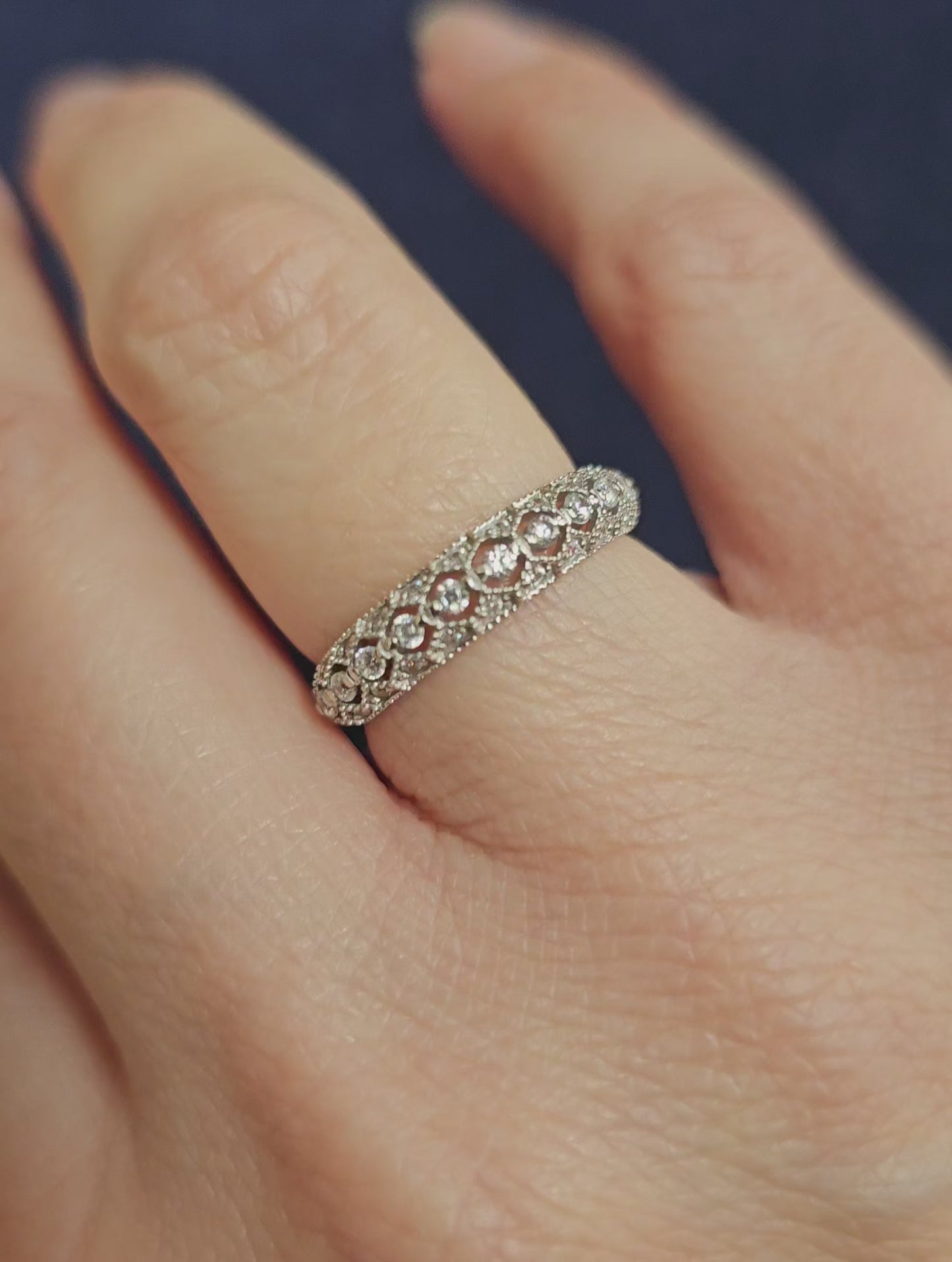 Bague milgrain Or blanc