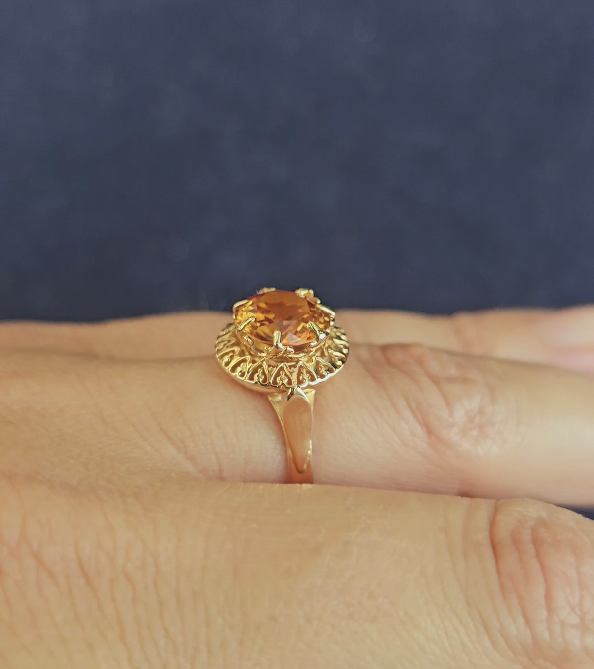 Bague vintage Saphir Verneuil orange
