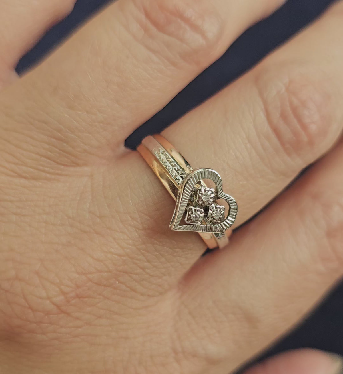 Bague Coeur Diamants Or rose et blanc