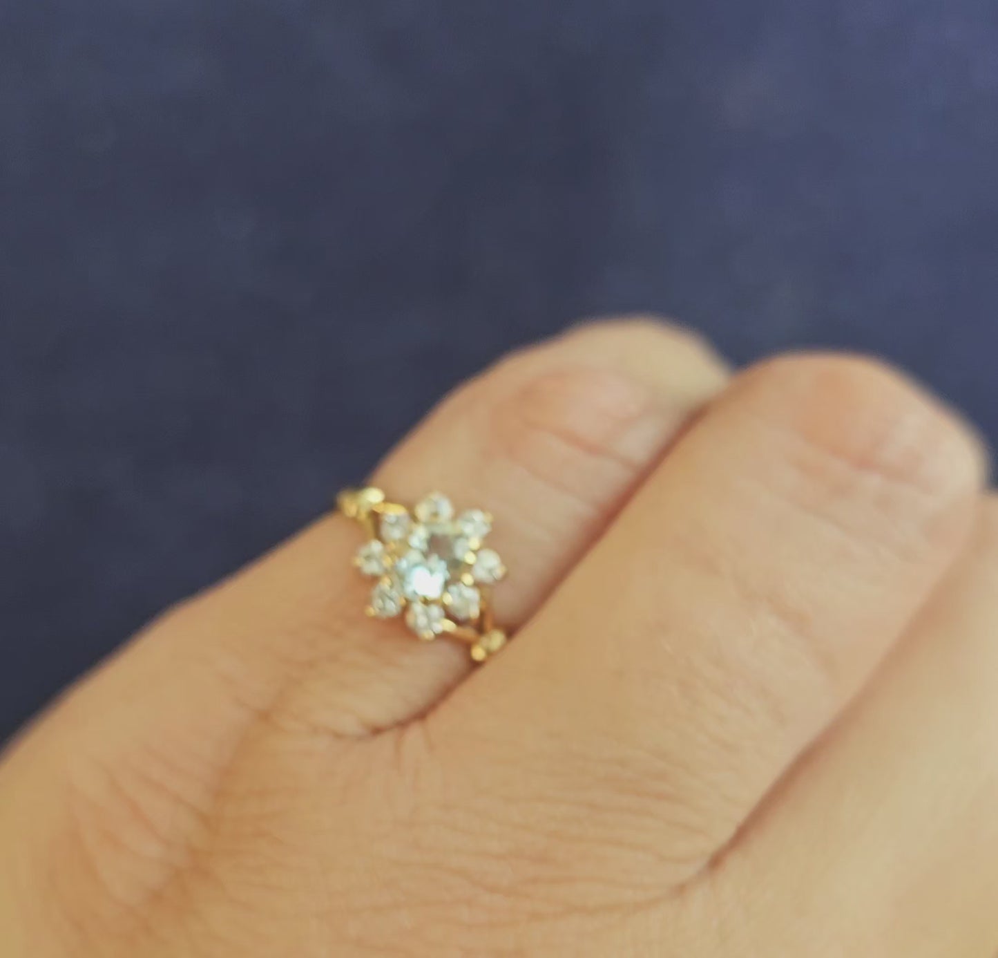 Bague Marguerite Aigue-marine Or jaune